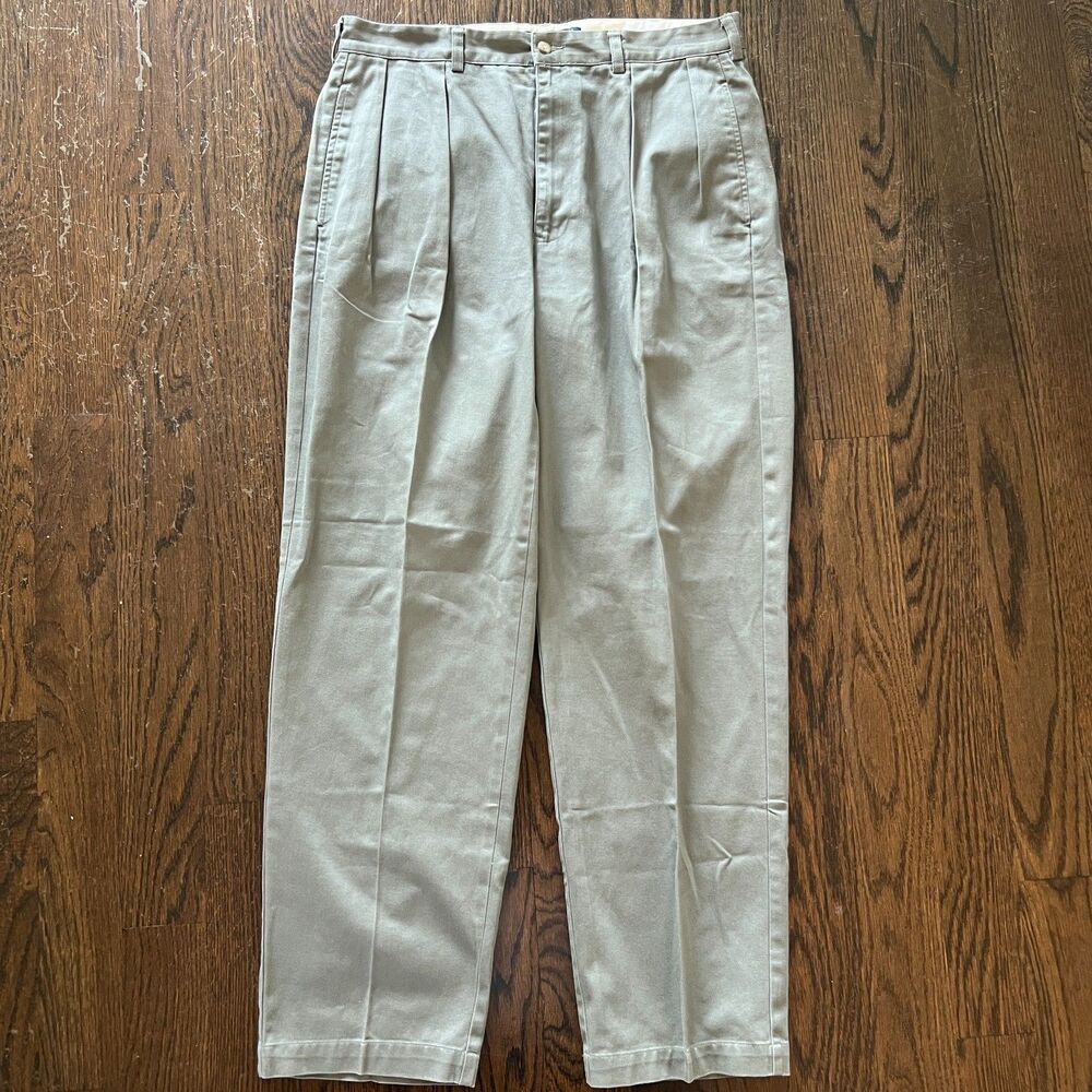 Polo Ralph Lauren Andrew Pant Mens 36x31 Gray Pleated Chino Cotton Vintage